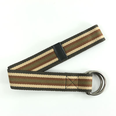 條紋帆布D環腰帶，多色條紋設計